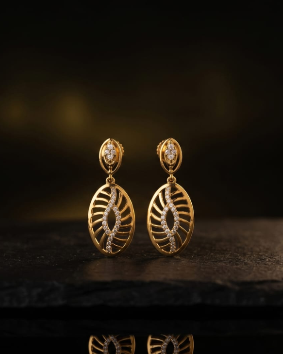 Elegant Oval Gold Drop Earrings