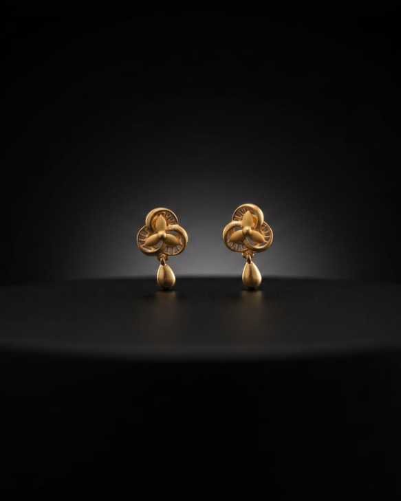 Floral Drop Gold Earrings